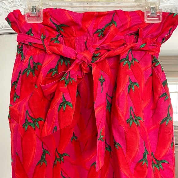 Farm Rio Red Chili Peppers Print Paperbag Dress Skirt - Picture 4 of 7